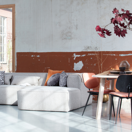 WOOOD hoekbank incl. kussens rechts Bean - Melange - Lichtgrijs - 73x305x96 - vtwonen shop