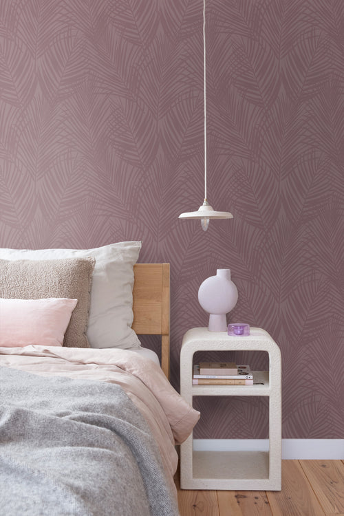 ESTAhome behang palmbladeren mauve paars - 50 x 900 cm - 131221 - vtwonen shop