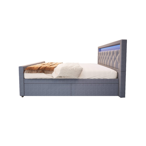 Home Deluxe Gestoffeerd Bed VELARA Donkergrijs