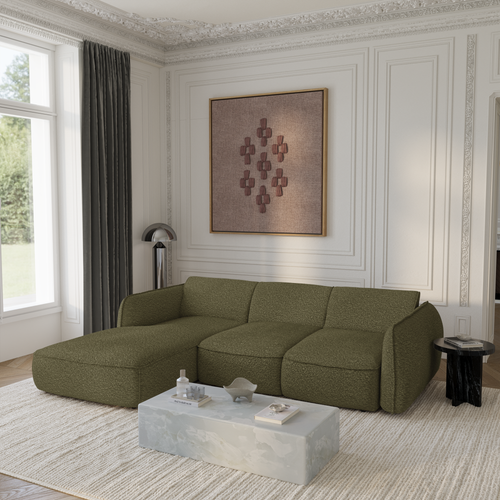 Sia Home slaapbank LIVIA - Bouclette stof - Olijfgroen - 274cm