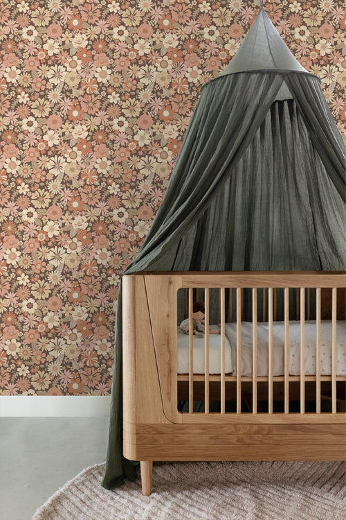 ESTAhome behang retro bloemen oudroze en beige - 53 cm x 10.05 m - 130966 - vtwonen shop