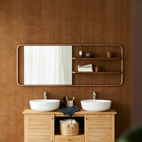 Tikamoon Spiegelrek van notenhout en messing - Donkerbruin - vtwonen shop