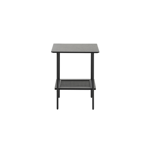 Rebellenclub Bijzettafel Berley - 45 x 45 cm - Zwart met Rattan