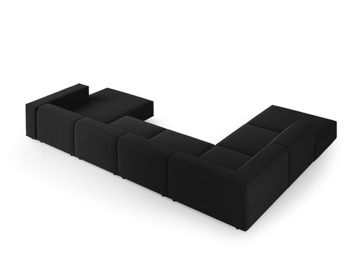 Cosmopolitan Design Panoramische hoekbank links Arendal 7-zits, flueel, zwart - 262x364x70cm