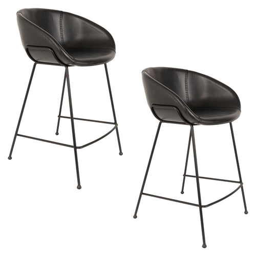 Zuiver Feston Barkrukken rugleuning 65 cm Zwart - Set van 2