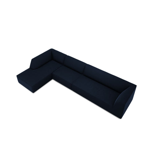 Cosmopolitan Design - Modulaire hoekbank links Siena 5-zits, flueel koningsblauw - 180x366x69cm