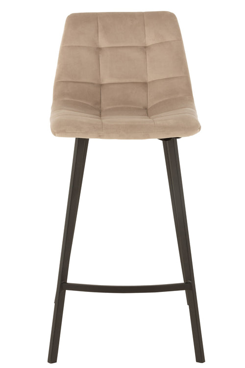 J-Line barstoel Olivier - textiel/metaal - beige - 2 stuks