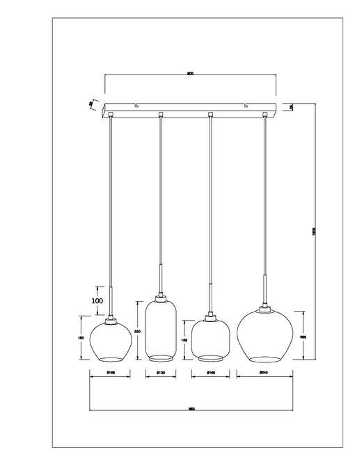 Lighto | Hanglamp zwart met smoke glas 4-lichts | Elin - vtwonen shop
