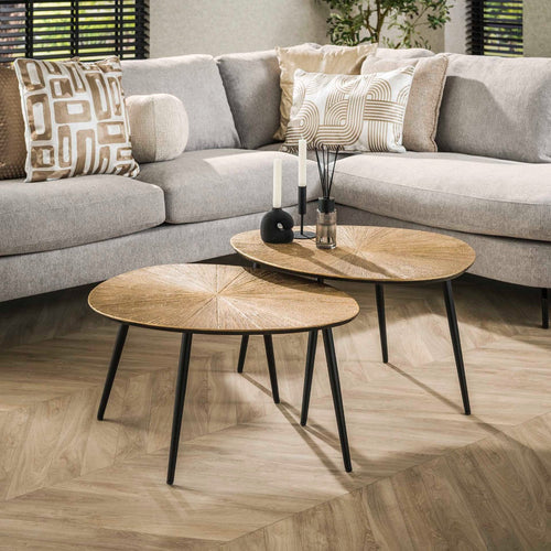 Giga Meubel Salontafel Ray Metal - Organisch - Brons Metaal - Set van 2