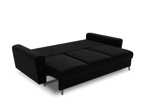 Cosmopolitan Design Slaapbank met opbergdoos Kyoto 3-zits, flueel, zwart - 100x235x88cm