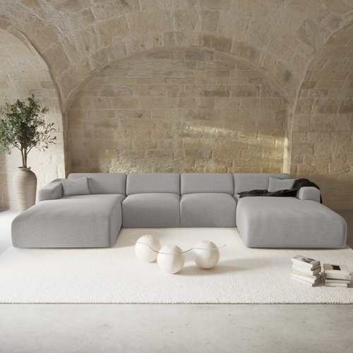 Sia Home - Panoramische bank MYRA - kruisweefsel lichtgrijs 356cm