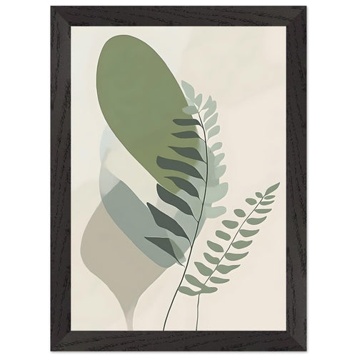 Artfulprints Poster met Lijst Boho – Overlapping nature   - A4 21x29.7 cm - Groen