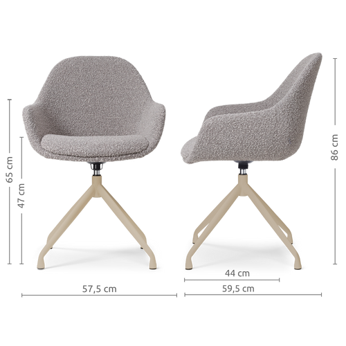 Nolon Nola-Mae draaibare eetkamerstoel bouclé taupe beige onderstel