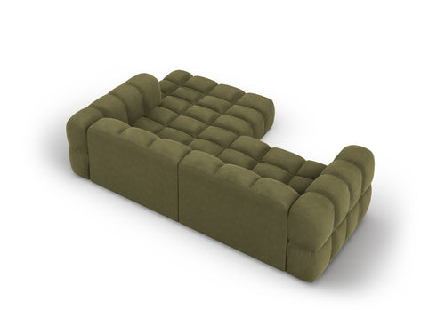 Cosmopolitan Design Modulaire hoekbank rechts Sky 3-zits, flueel, lichtgroen - 162x244x70cm