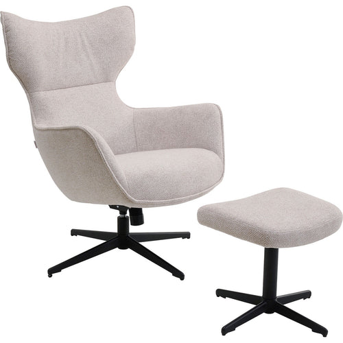 Kare Design Draaifauteuil en Voetsteun Jules beige