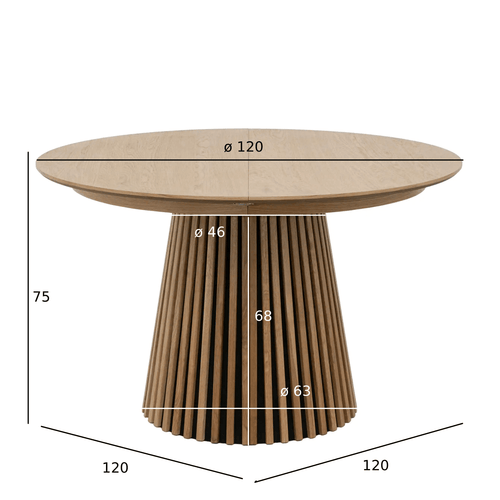 Furnhouse uitschuifbare eettafel Svendborg - Natuurlijk eikenhout - Ø 120/220x120 cm