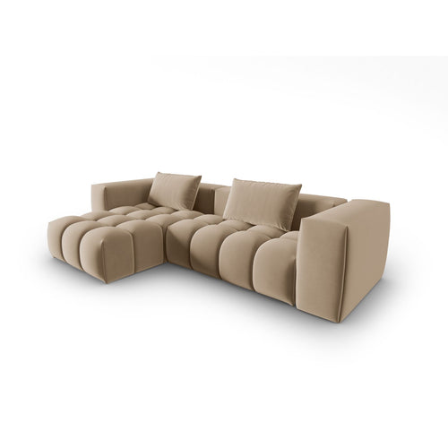 Cosmopolitan Design - Modulaire hoekbank links Verona 3-zits, flueel zand - 145x260x70cm