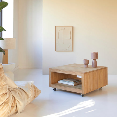 Tikamoon Vierkante salontafel van massief teakhout - Naturel