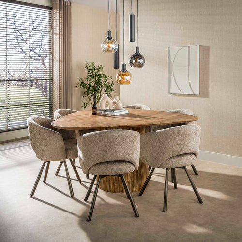 Giga Living Eettafel Wave Centro - Driehoekig Zand Hout - 150cm