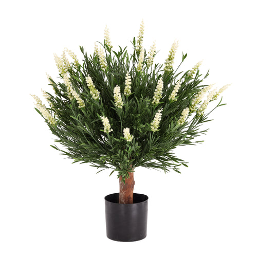 Maxifleur Kunstplant Lavendel Bol UV Wit 60cm in pot