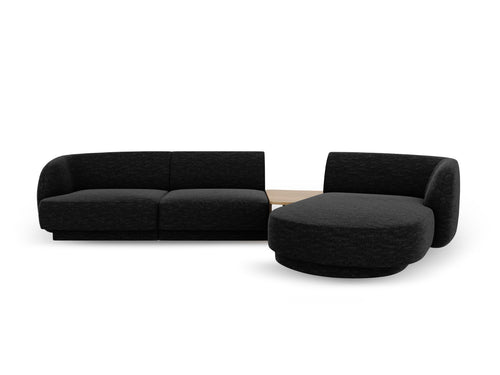 Micadoni Rechte modulaire bank Miley 3-zits, chenille, zwart - 178x303x70cm