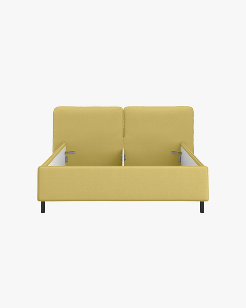 noo.ma Melu gestoffeerd tweepersoonsbed 160 x 200 cm, Yellow Pear