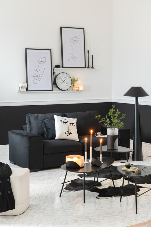 J-Line kussen Melissa - katoen - zwart/wit