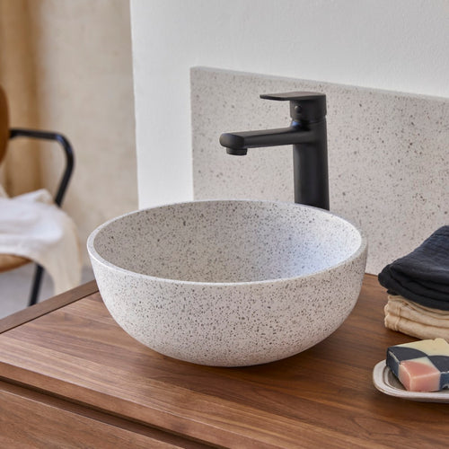 Tikamoon Ronde waskom van wit premium terrazzo ∅ 32 cm - Wit