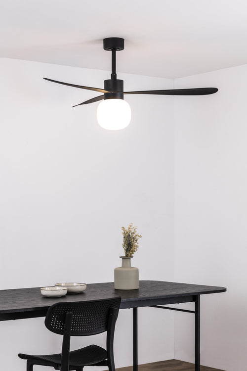 Faro Amelia Grote 3-bladige matzwarte lamp met licht 2700K Tuya Smart System