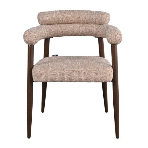 DÉJA Living Eetkamerstoel Lidingö - Taupe/Walnoot Stof - Set van 2 - vtwonen shop