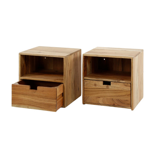 Giga Meubel Nachtkastje Strip XS - Naturel - Set van 2 - 30x30x20cm