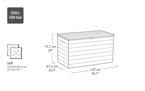 Keter Astoria Opbergbox - 570L - 129x67.4x73.7cm - Pine