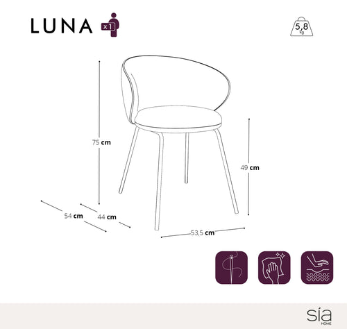 Sia Home - Set van 2 stoelen LUNA - getextureerd fluweel mol 53.5cm