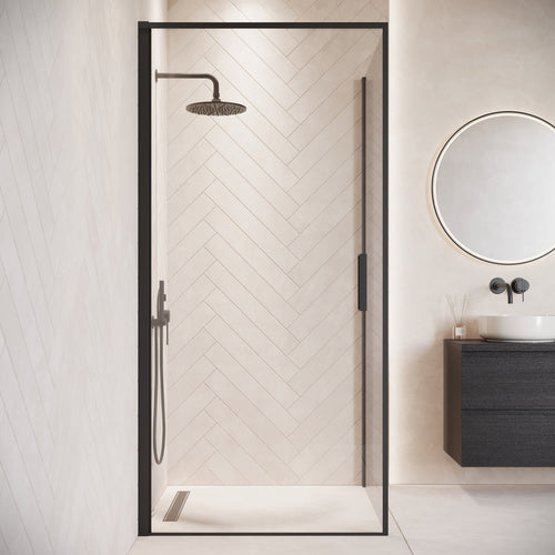 Badplaats Douchecabine Alava 80 x 80 x 190 cm – Zwart – Douchewand met Draaideur
