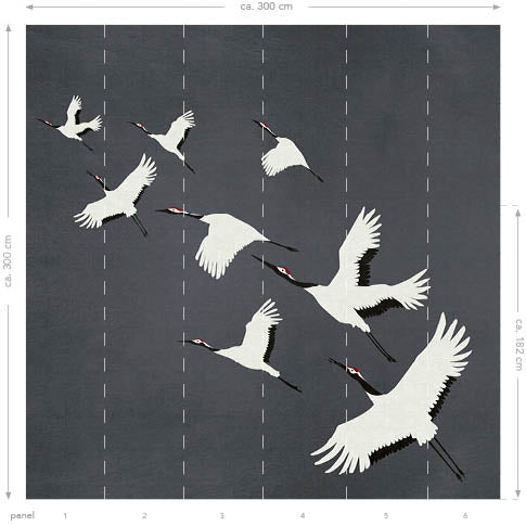 Origin Wallcoverings fotobehang kraanvogels donkergrijs - 300 x 300 cm - 357235 - vtwonen shop
