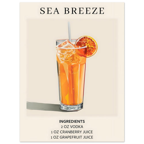 Artfulprints  Sea Breeze cocktail - Ingrediënten   poster 30x40 cm - vtwonen shop