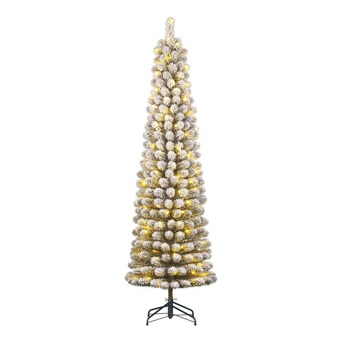 Black Box Trees Charlton Slim Kerstboom met LED Verlichting - Kerstversiering voor Binnen - Kunstboom met Frosted Takken en Timerfunctie - H155 x Ø48
