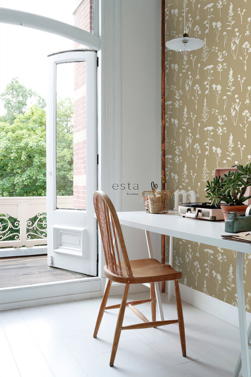 ESTAhome behang veldbloemen beige - 0.53 x 10.05 m - 139483 - vtwonen shop