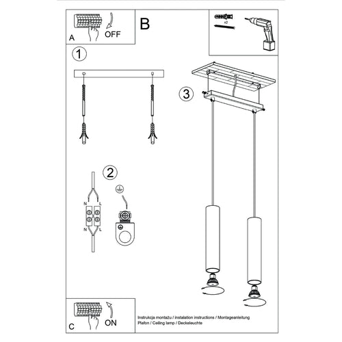 Sollux Lighting Hanglamp LAGOS 2 olijfgroen - 30x6x105cm