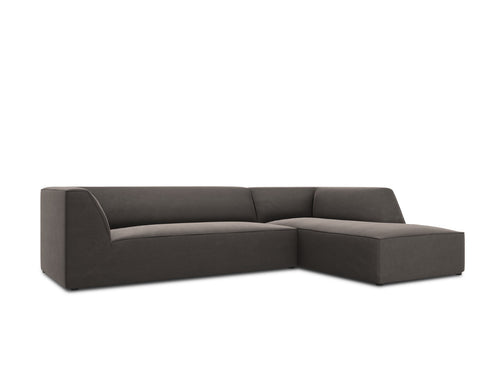 Micadoni rechter hoekbank Ruby 4-zits, flueel, donkergrijs - 180x273x69cm