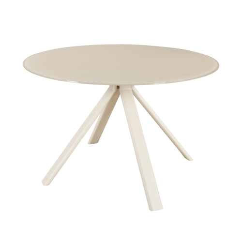 Giga Meubel Eettafel Lita Wit – Rond – Glas en Metaal – Ø120 cm