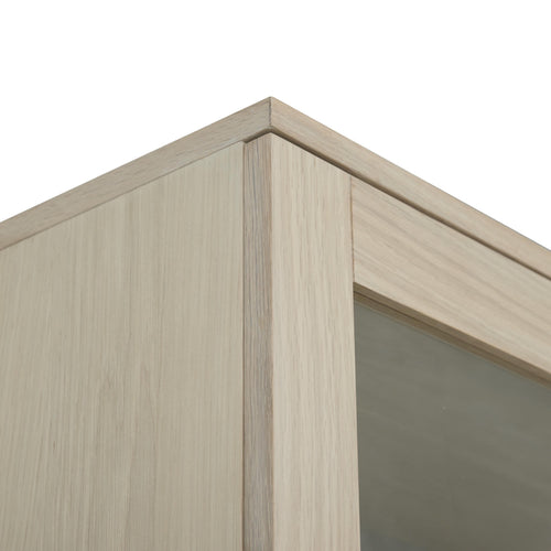 Furnhouse vitrinekast Kerteminde - Witte olie - MDF, Eikenfineer, Glas - 45x124x146