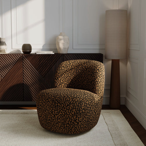 Premium Interiors - Draaistoel COMI - stof met patroon  bruin 65cm