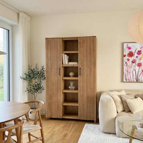 Giga Meubel Wandkast Tobi - Mangohout - Naturel - 140x40x210cm