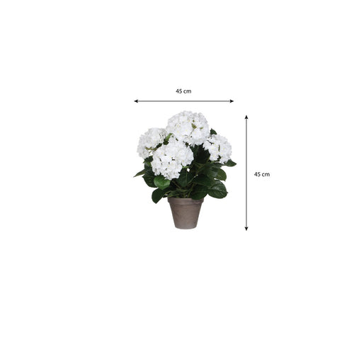 Mica Decorations Hortensia Kunstplant in Bloempot Stan - H45 x Ø45 cm - Wit