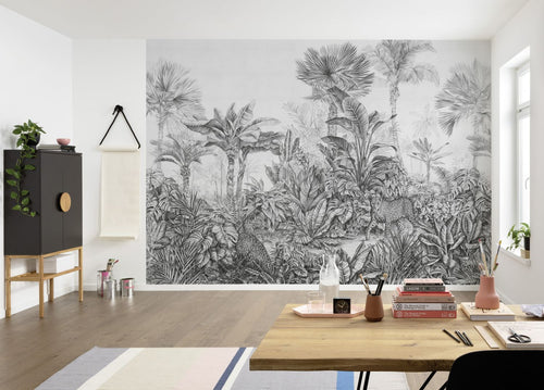 Komar fotobehang jungle-motief zwart wit - 350 x 250 cm - 611212 - vtwonen shop