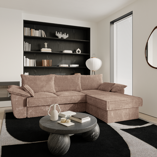 Sia Home - Rechte hoekbanken SASHA - XXL ribfluweel - Mol - 257cm - vtwonen shop