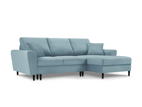 Cosmopolitan Design Converteerbare hoekbank rechts met opbergdoos Kyoto 4-zits, ribfluwelen, lichtblauw - 145x241x88cm