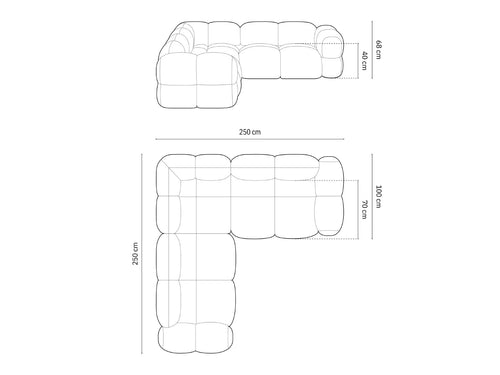Cosmopolitan Design Hoekbank Loretto 4-zits, flueel diepe olie - 250x250x68cm