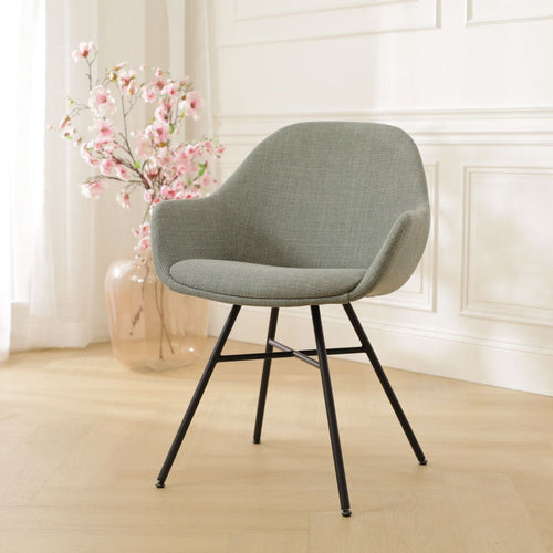 Nolon Noa-Mae Eetkamerstoel Saliegroen - Armleuning - Zwarte Poten - vtwonen shop